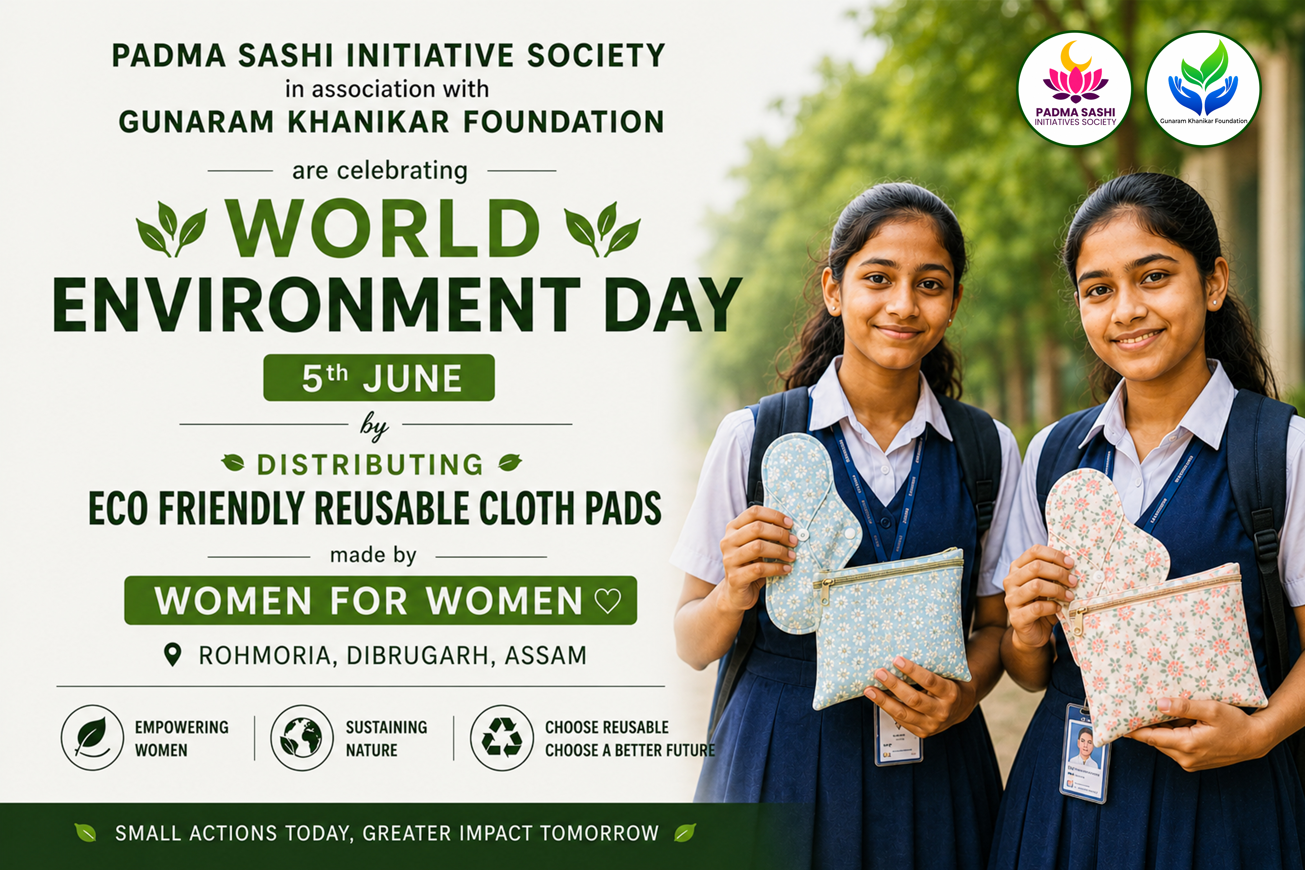 Distribution of eco friendly reusable cloth pads by Parijat Academy